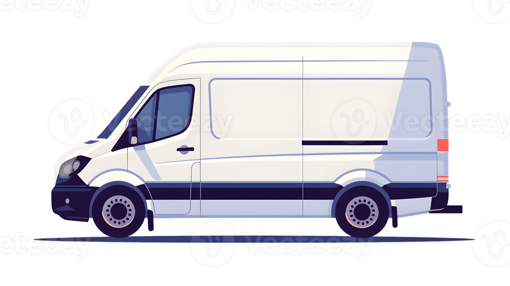 A sleek white delivery van with blue accents ideal for logistics and transportation imagery png