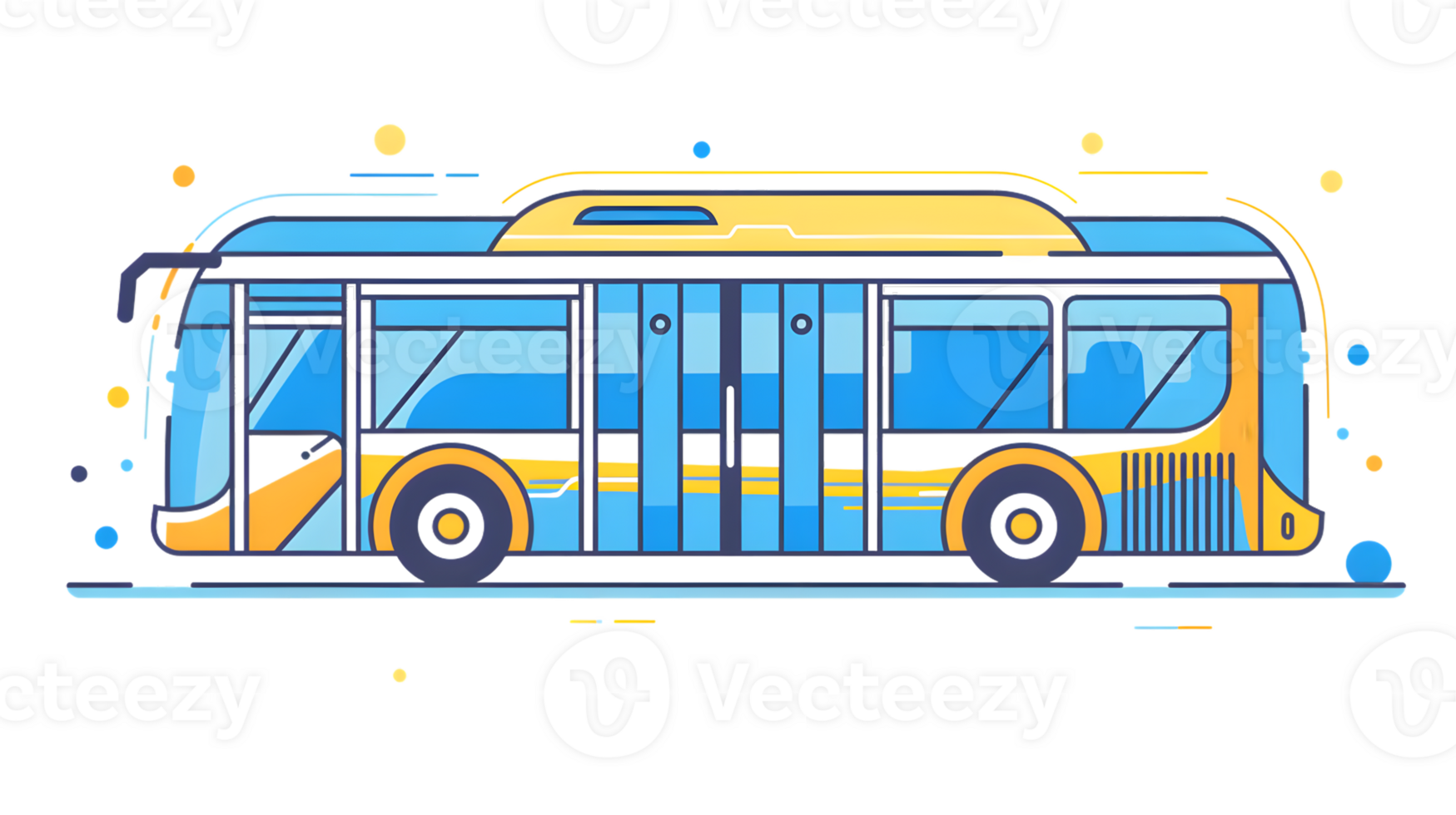 A vibrant and modern bus illustration with dynamic design elements perfect for transportation png