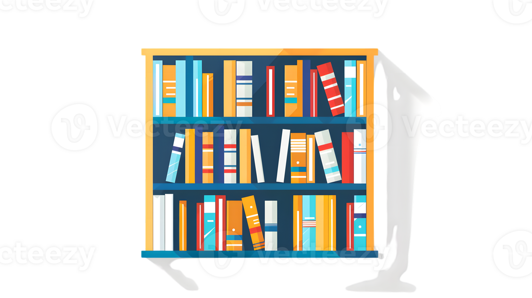 A vibrant bookshelf filled with colorful books perfect for education learning and knowledge png