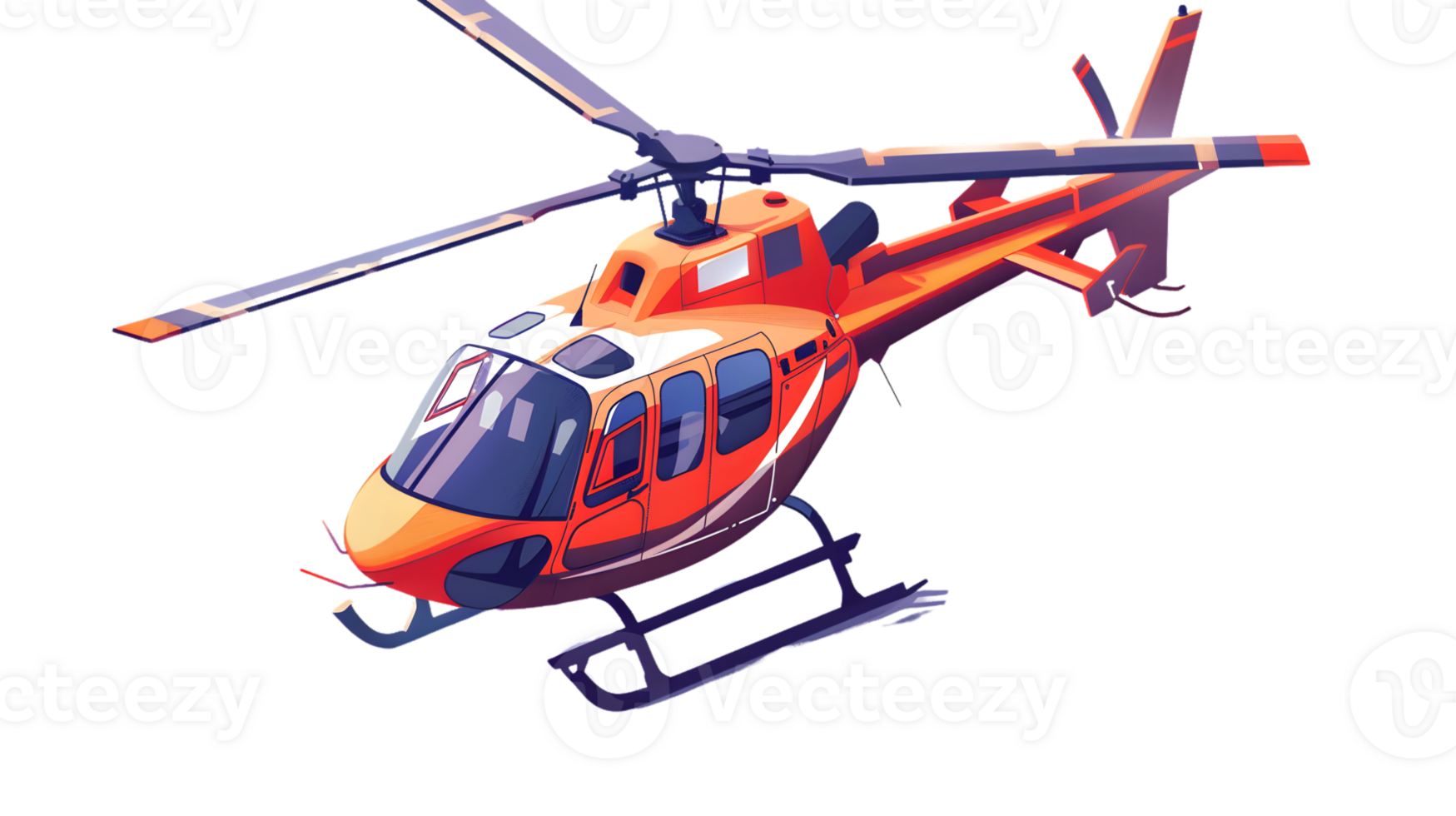 A vibrant helicopter in flight showcasing dynamic design and vivid colors for rescue transpor png