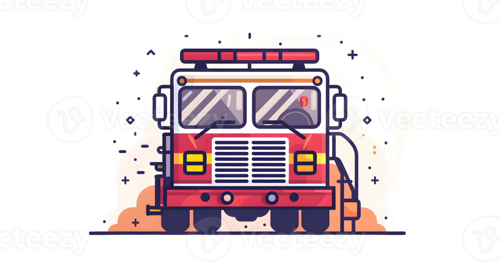 A vibrant illustration of a fire truck with dynamic motion effects ideal for emergency service png