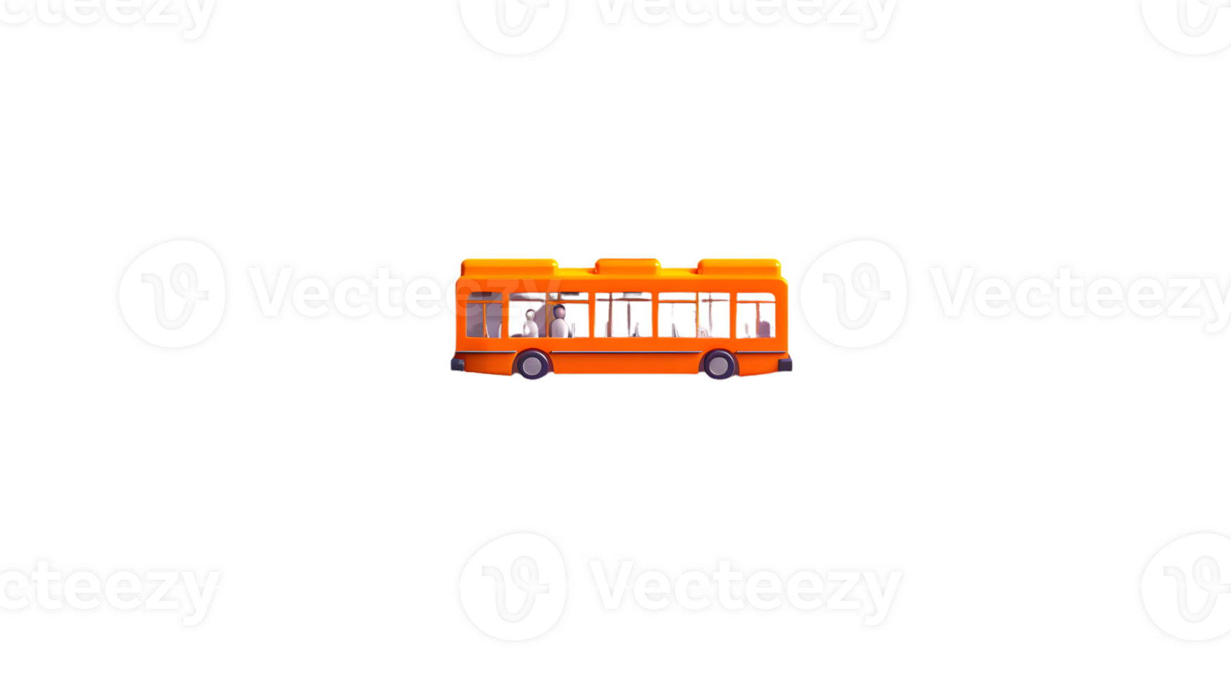 A vibrant orange bus with passengers ideal for transportation and urban themes png