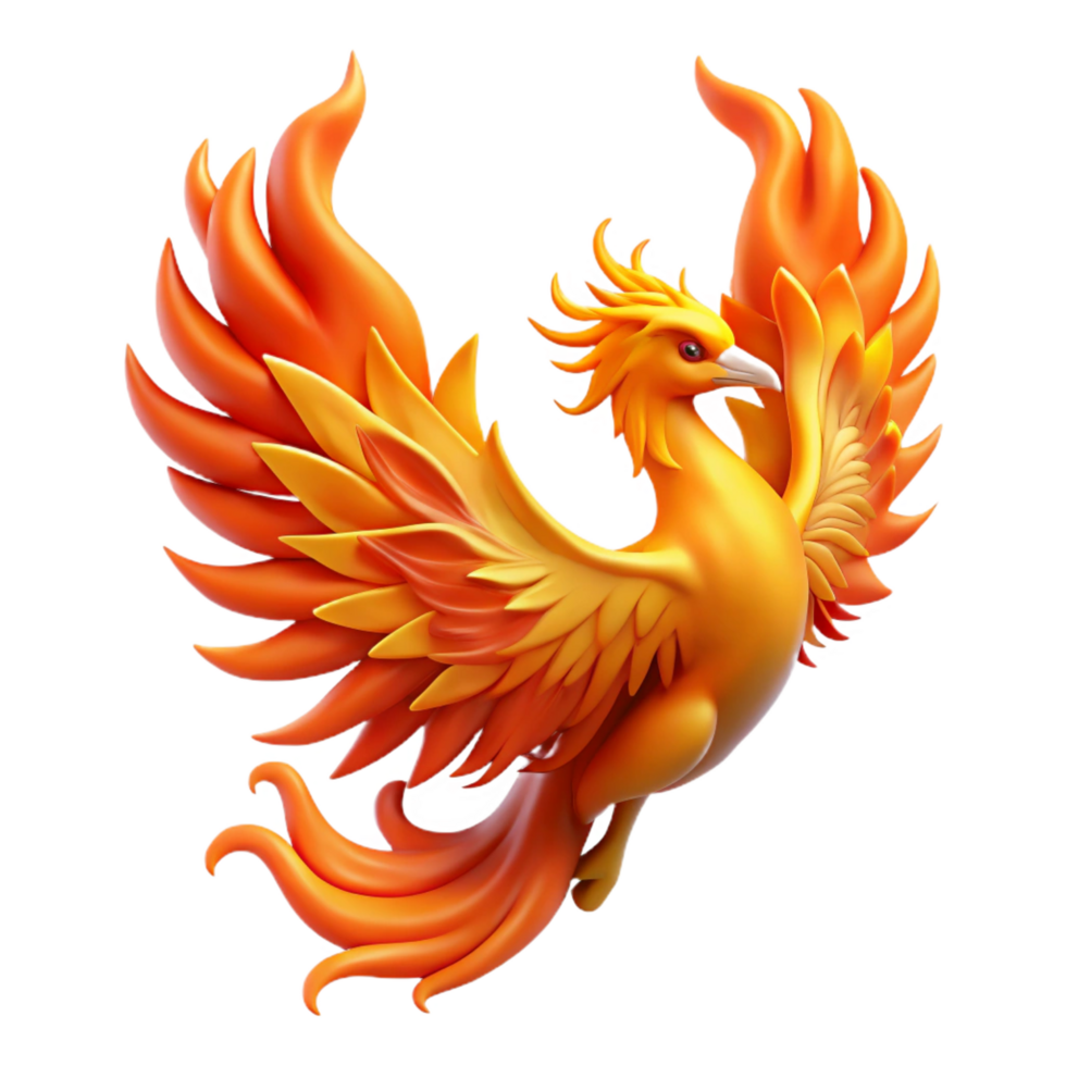 vibrant contemporary Phoenix, mythical bird, engulfed in flames, exclusive png