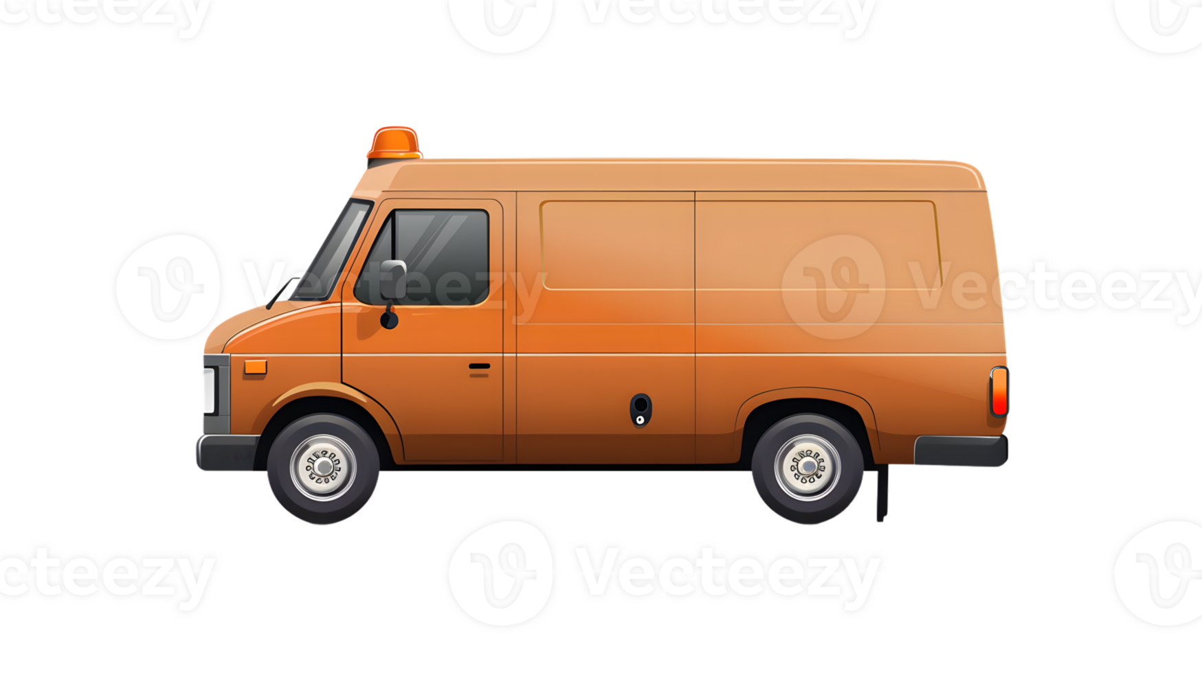 A vibrant orange utility van with a safety light ideal for service and maintenance imagery png