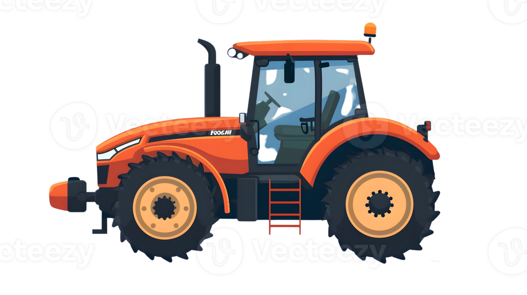A vibrant orange tractor with large wheels and a cabin ideal for agricultural and farming scen png