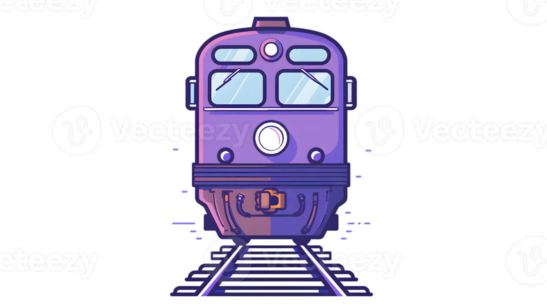 A vibrant purple train on tracks ideal for transportation and travel themes featuring detaile png
