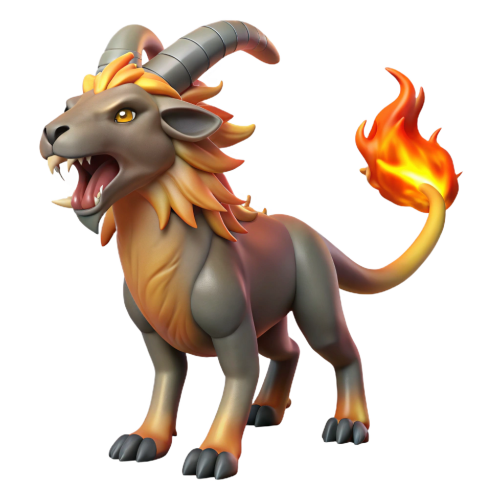 magnificent modern Chimera, fire-breathing monster, goat, lion, snake hybrid, professional png