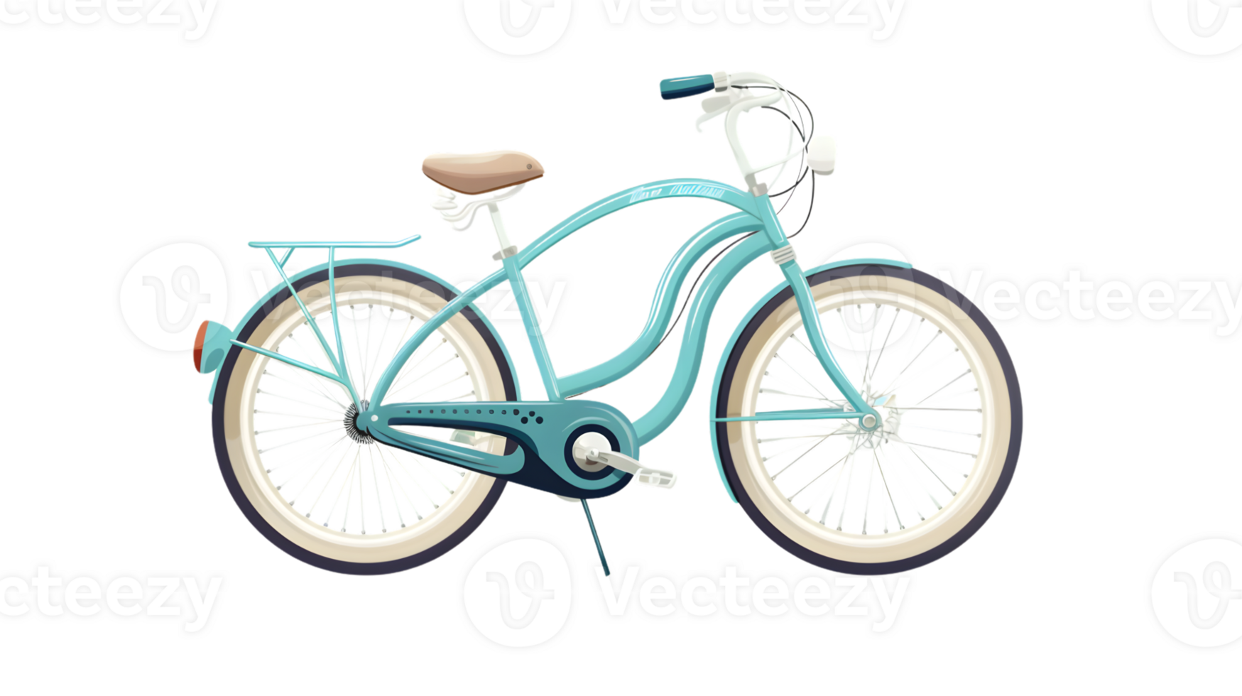 A vintagestyle bicycle with a light blue frame cream wheels and a beige seat perfect for re png