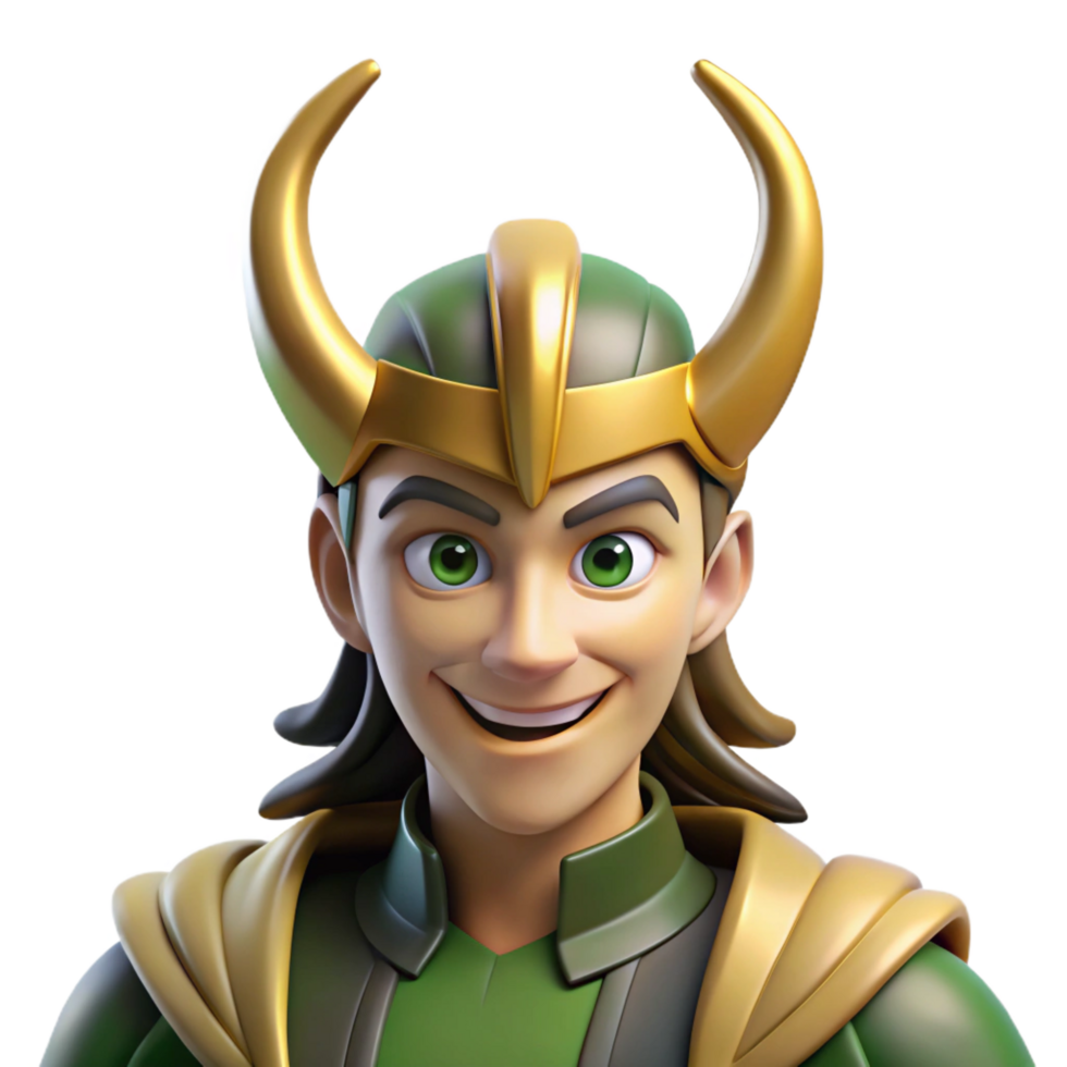 magnificent abstract Loki, Norse trickster god, mischievous expression, authentic png