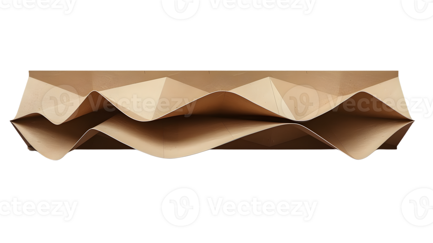 Abstract Geometric Sculpture with Wavy Patterns and Golden Finish png