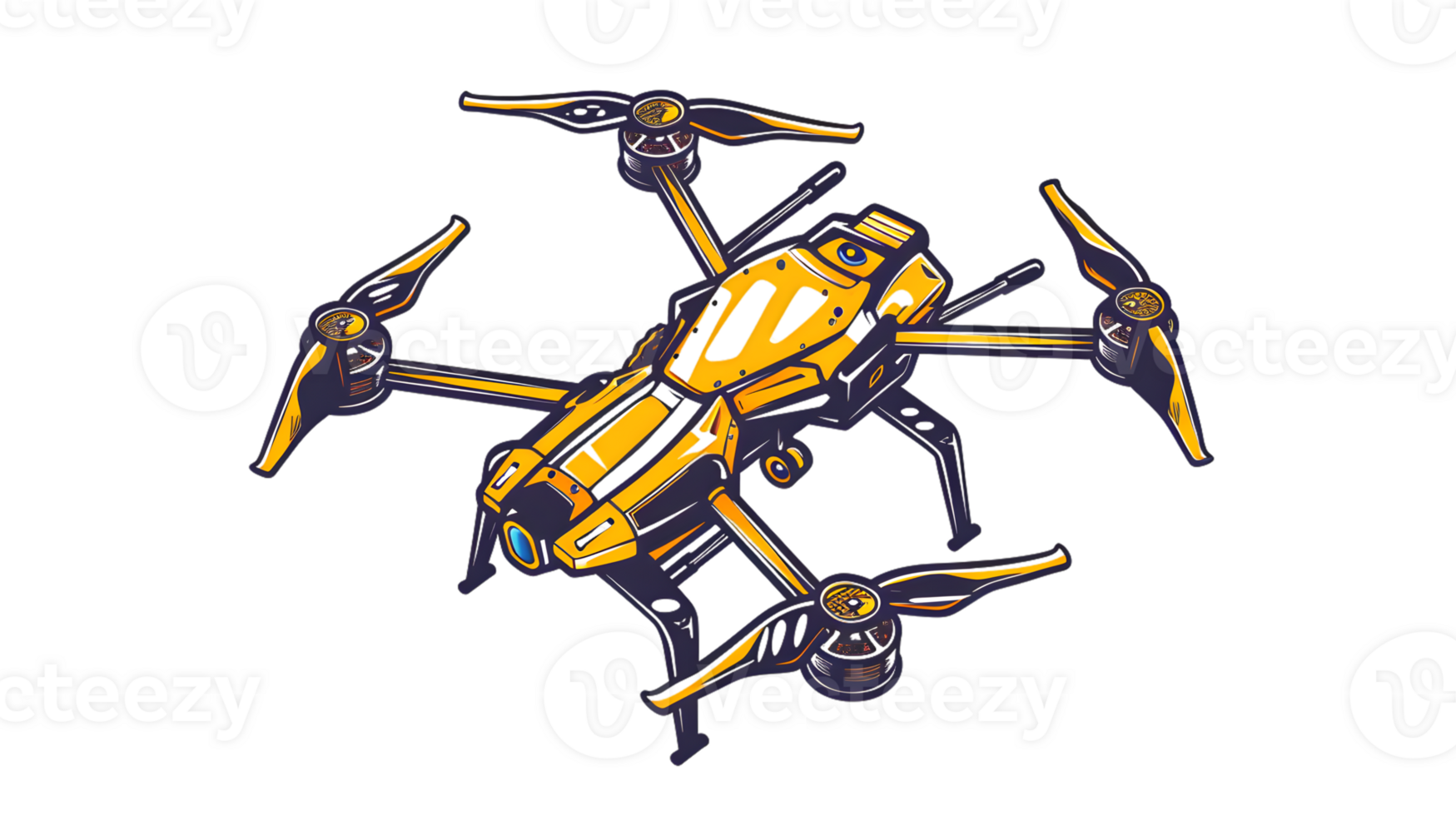 Aerial Drone Photography Yellow Quadcopter Illustration png