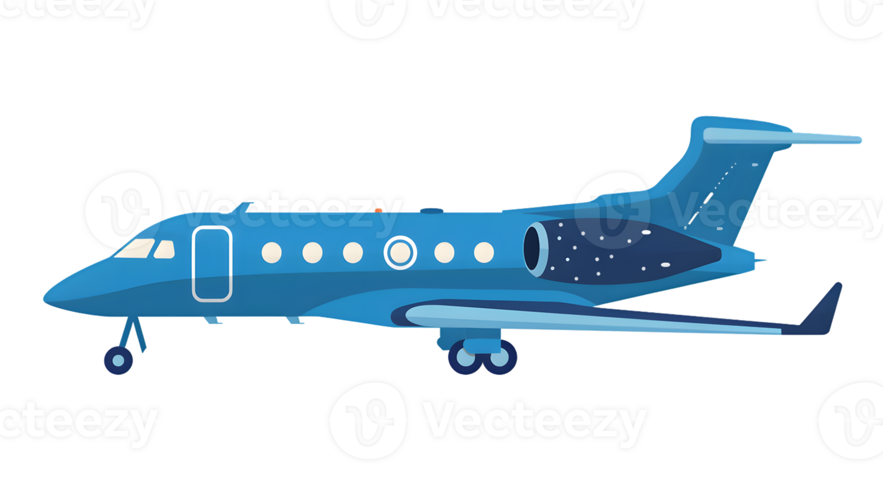 Blue Private Jet Aircraft Illustration for Travel and Luxury Themes png