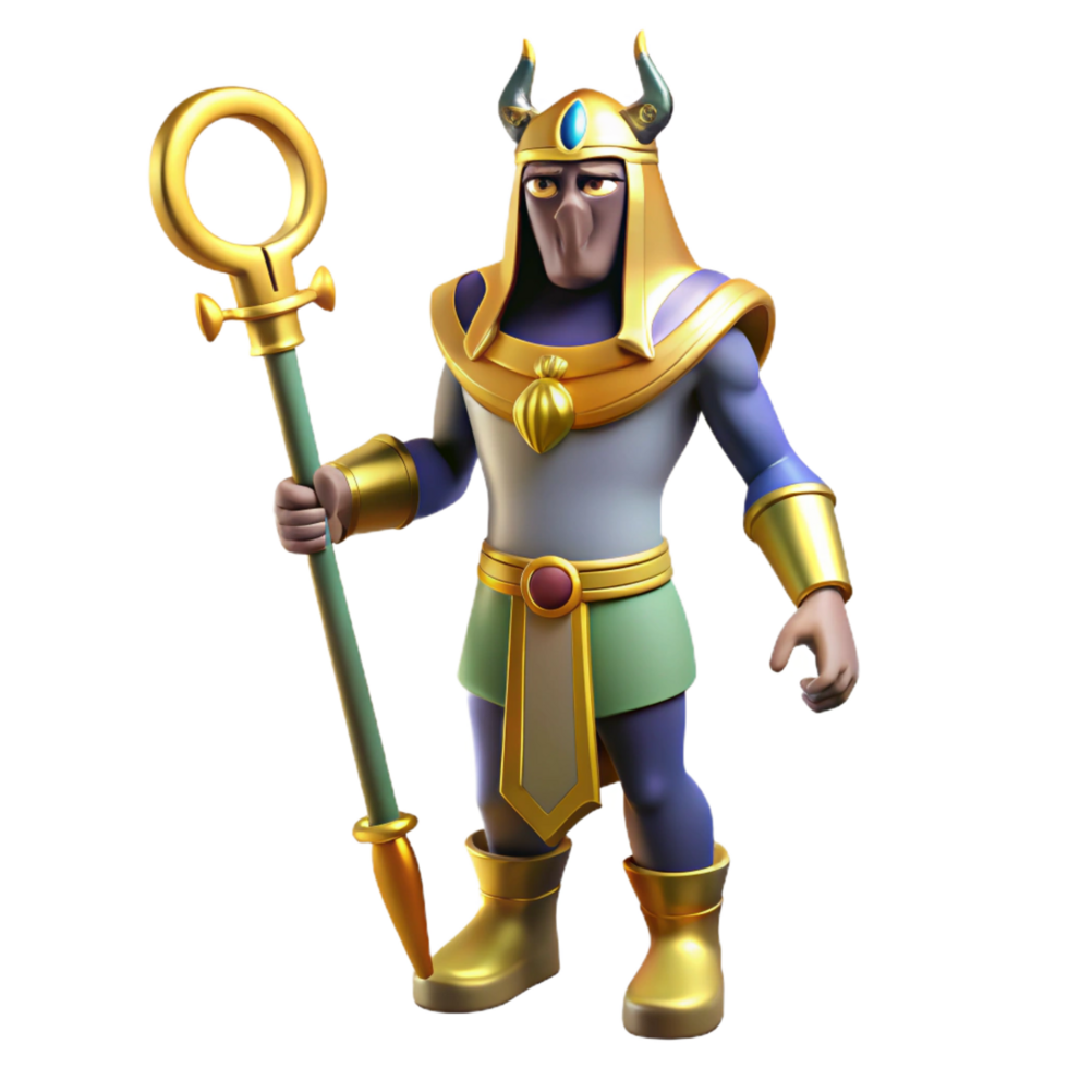 wonderful vintage Osiris, Egyptian god of the underworld, holding crook and flail, detailed png