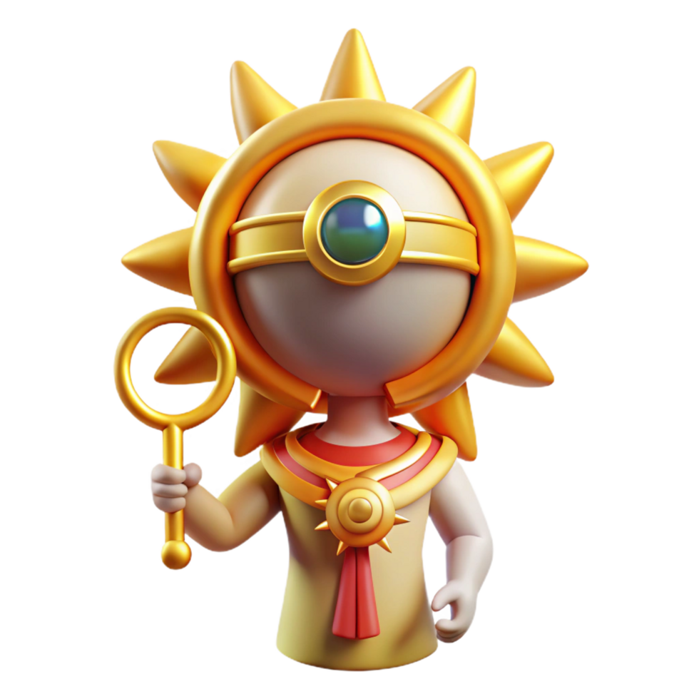 stunning creative Ra, Egyptian sun god, with sun disk headdress, high resolution png