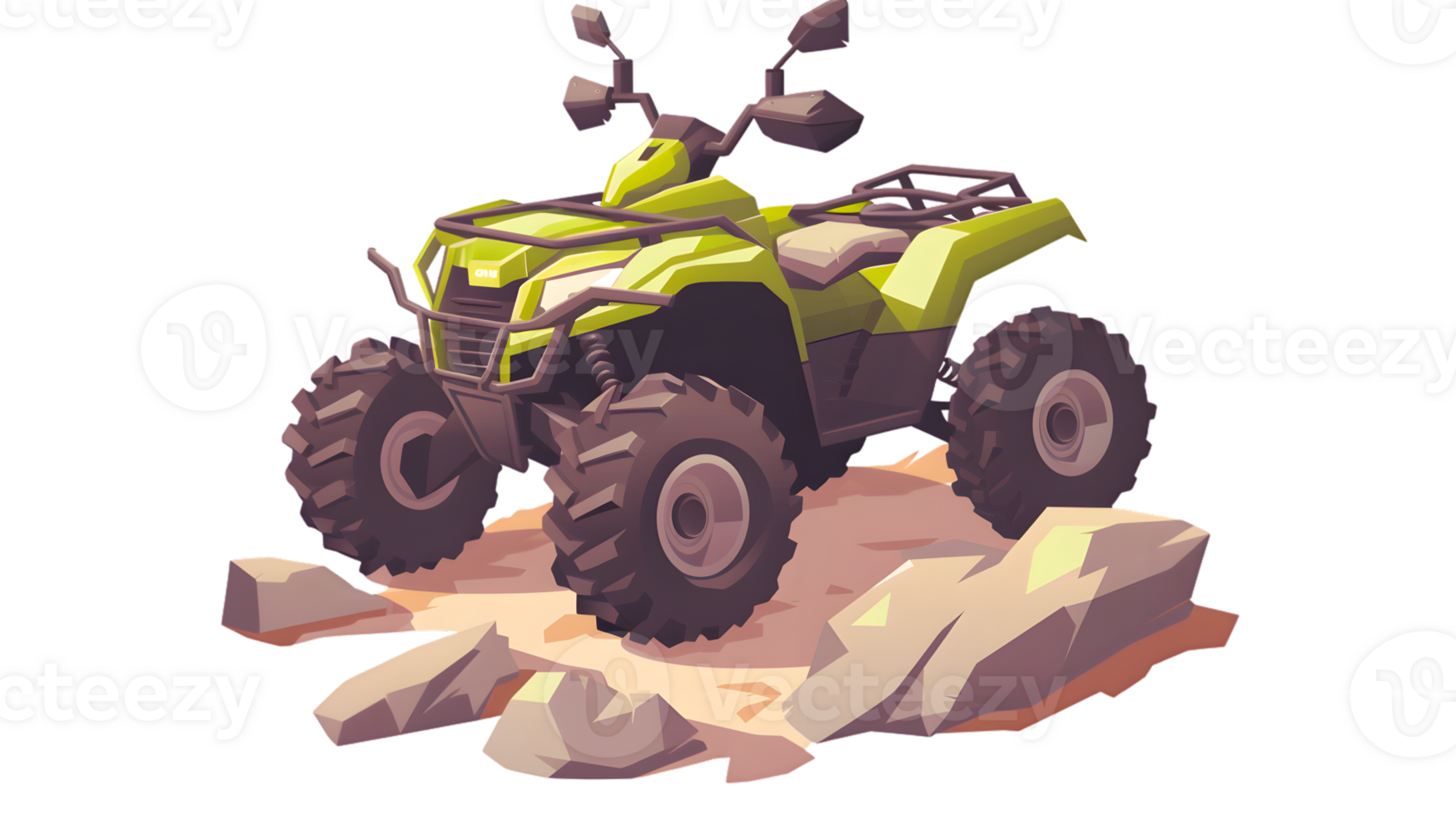 ATV Quad Bike Navigating Rocky Terrain OffRoad Adventure Vehicle in Action Ideal for Extrem png