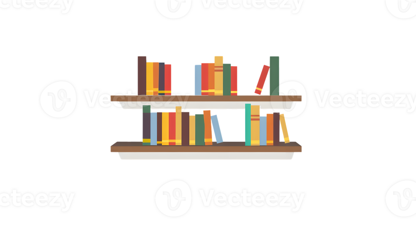Colorful Books Arranged on Floating Shelves Ideal for Education Knowledge and Home Decor The png