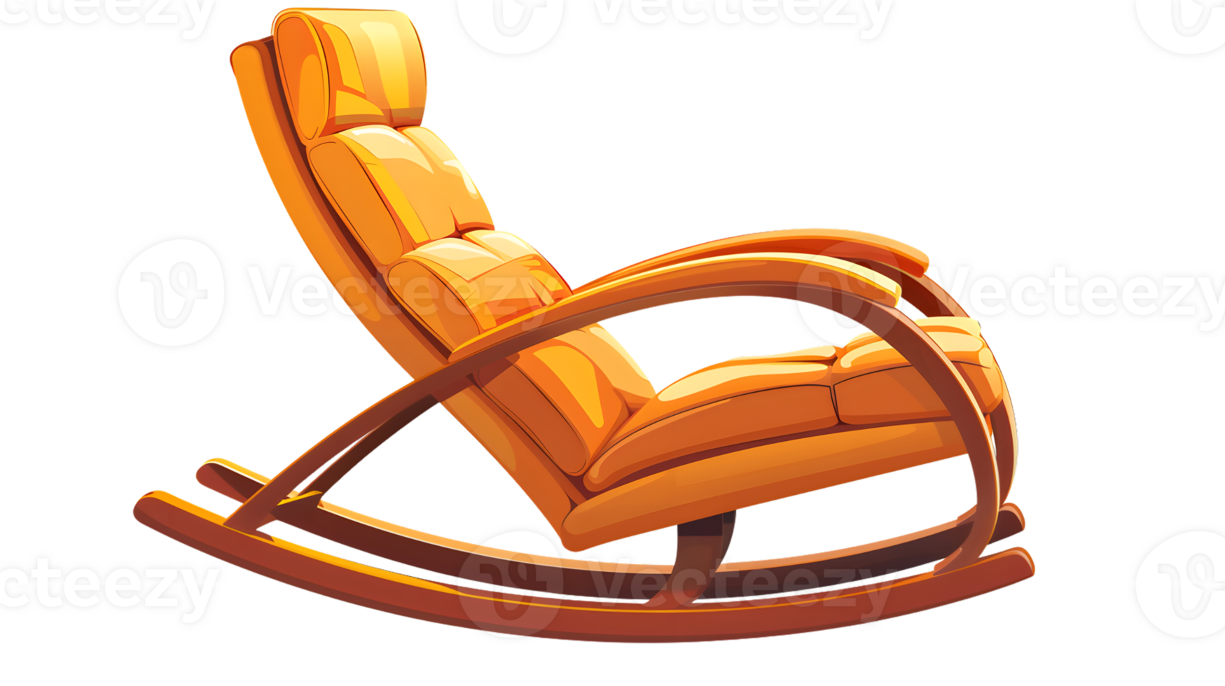 Comfortable Orange Reclining Rocking Chair with Cushioned Seat and Back for Relaxation and Leis png