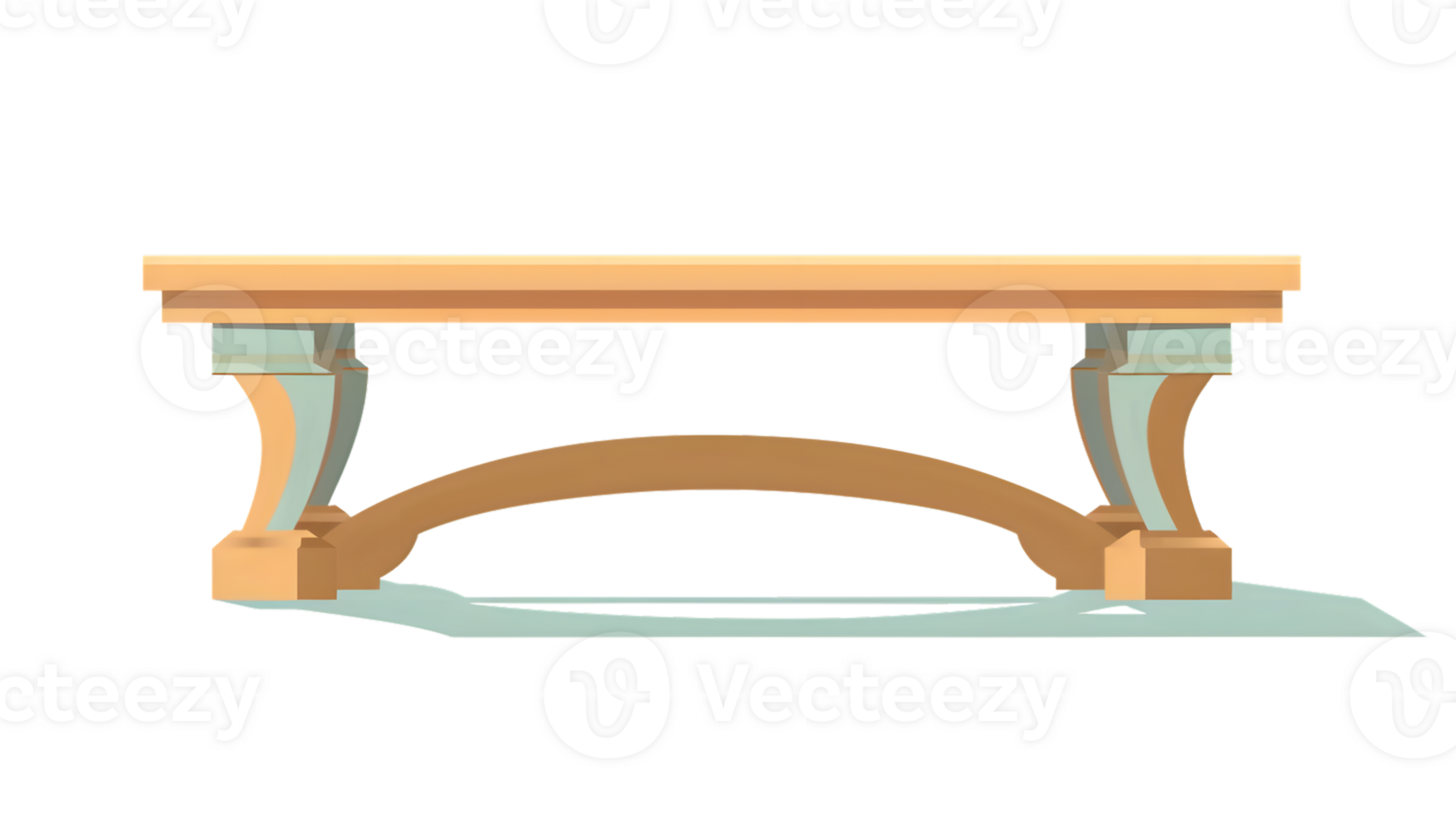 Elegant Wooden Table with Curved Support and Light Blue Accents for Home Decor and Interior Des png