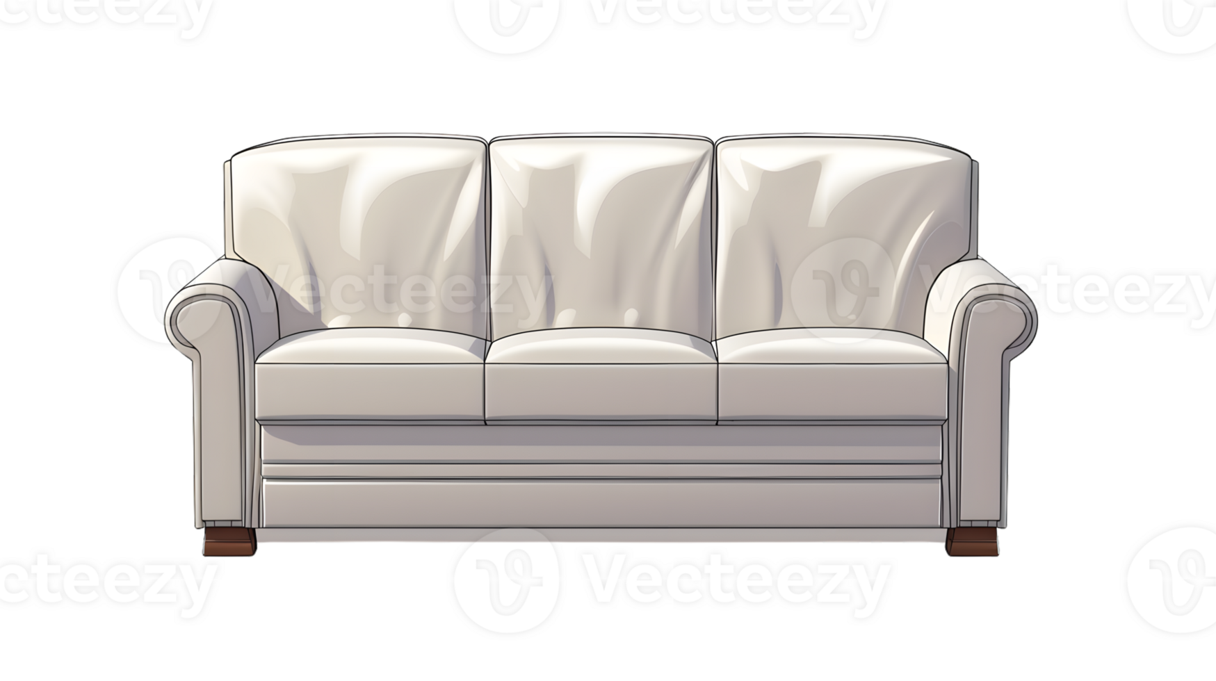 Elegant White Sofa with Three Cushions Modern Furniture Design for Living Room Decorations png