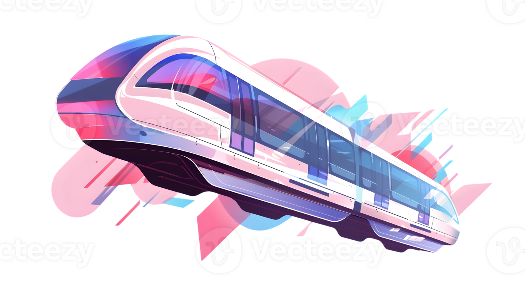 Futuristic HighSpeed Train with Aerodynamic Design and Vibrant Colors for Modern Transportatio png