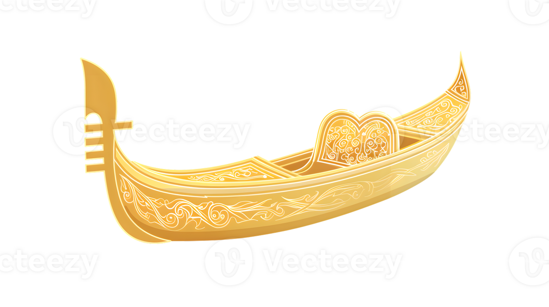 Golden Ornate Boat with Intricate Patterns and Decorative Elements for Cultural Historical an png