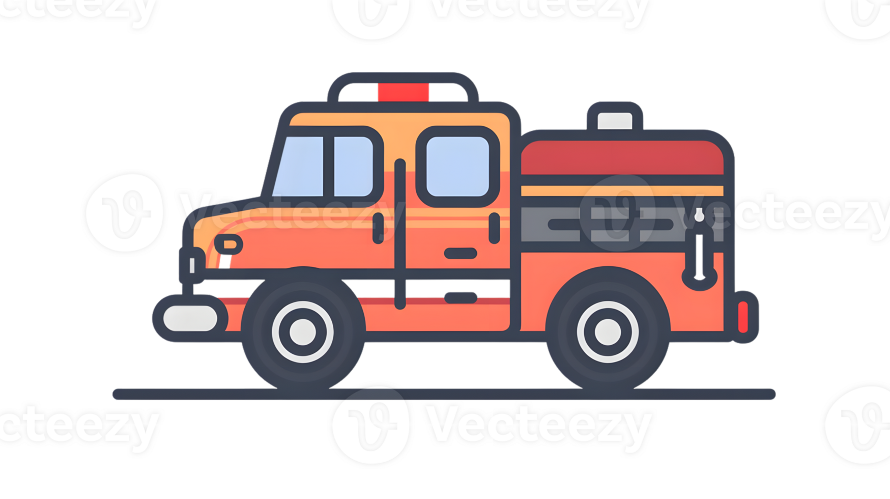 Illustration of a vibrant emergency vehicle with bold colors and detailed features ideal for r png