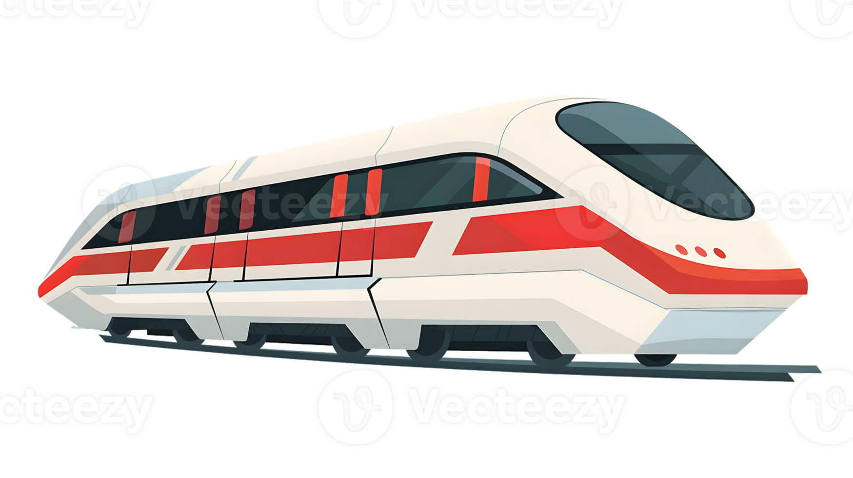 HighSpeed Train Illustration with Sleek Design and Red Accents for Transportation and Technolo png