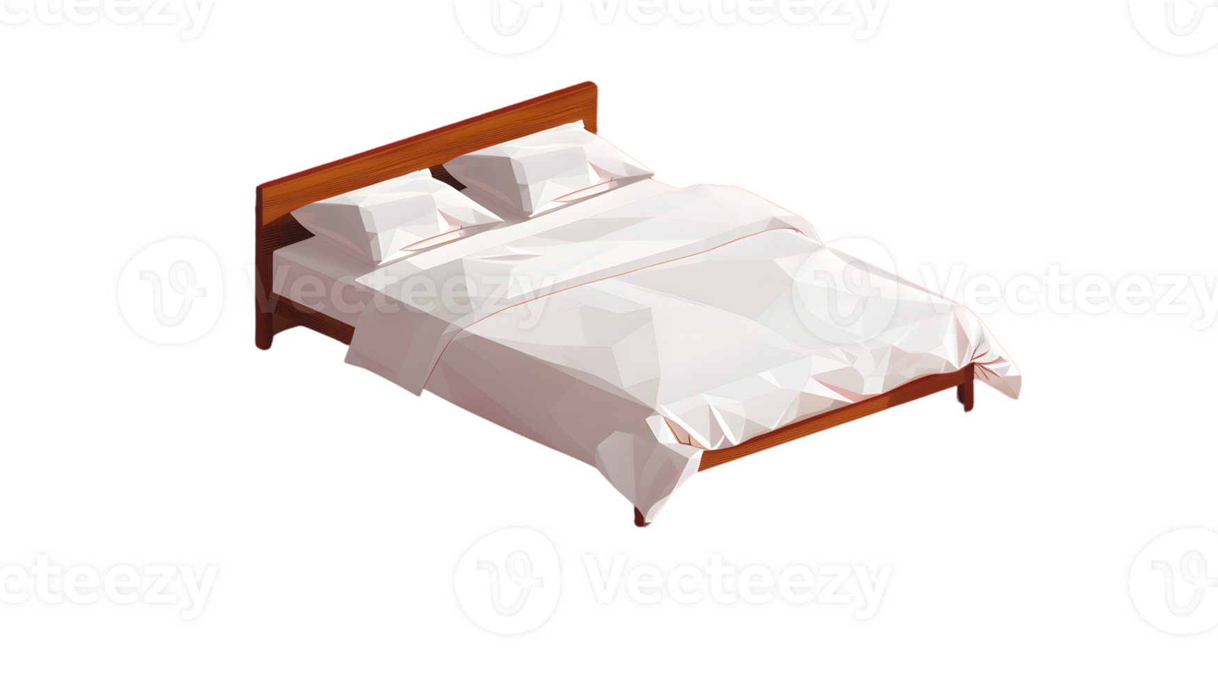 Modern Bed with Crisp White Linens and Geometric Design for Home Decor and Furniture Illustrat png