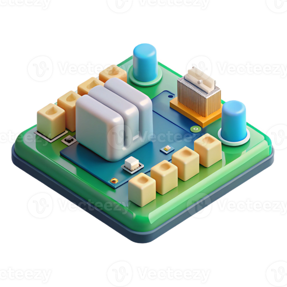 elegant traditional Printed circuit board with components authentic png