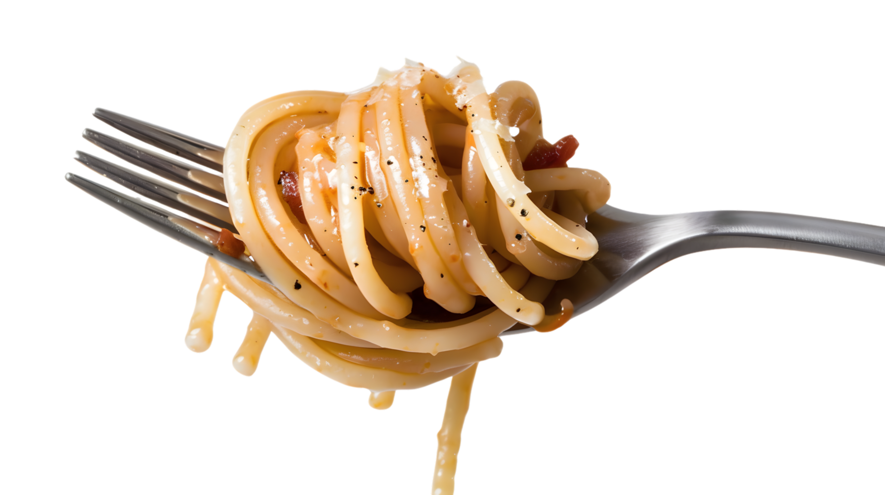 Fork Twirling Pasta with Creamy Sauce and Seasonings Culinary Delight for Food Photography and png