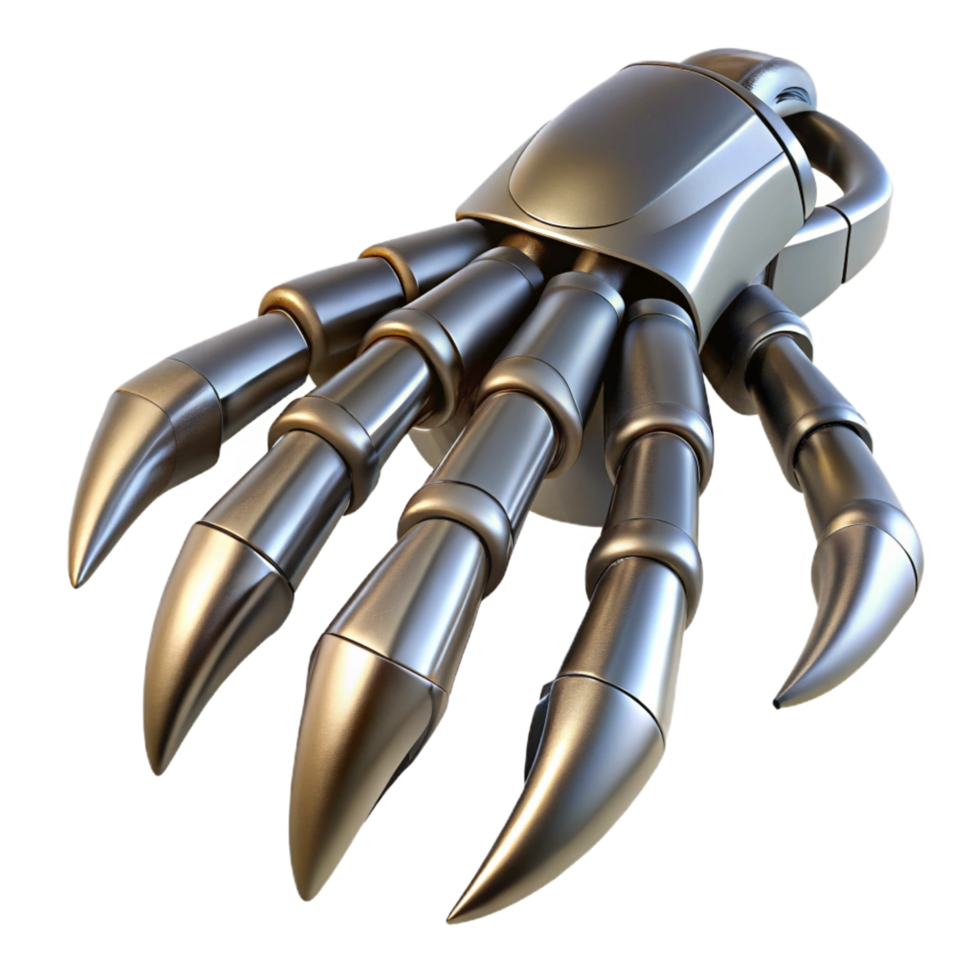 impressive abstract Robot claw, metallic, sharp talons exclusive png