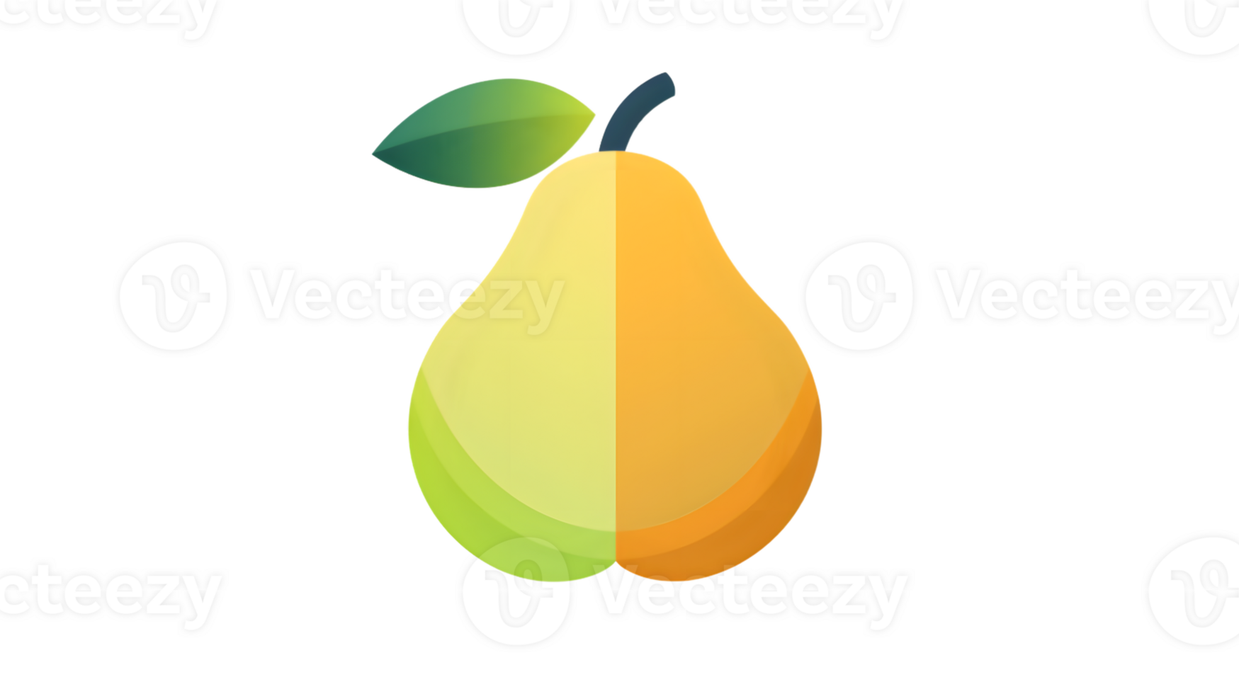 Illustrative Graphic of a Vibrant Halved Pear with Gradient Colors for Design and Culinary The png