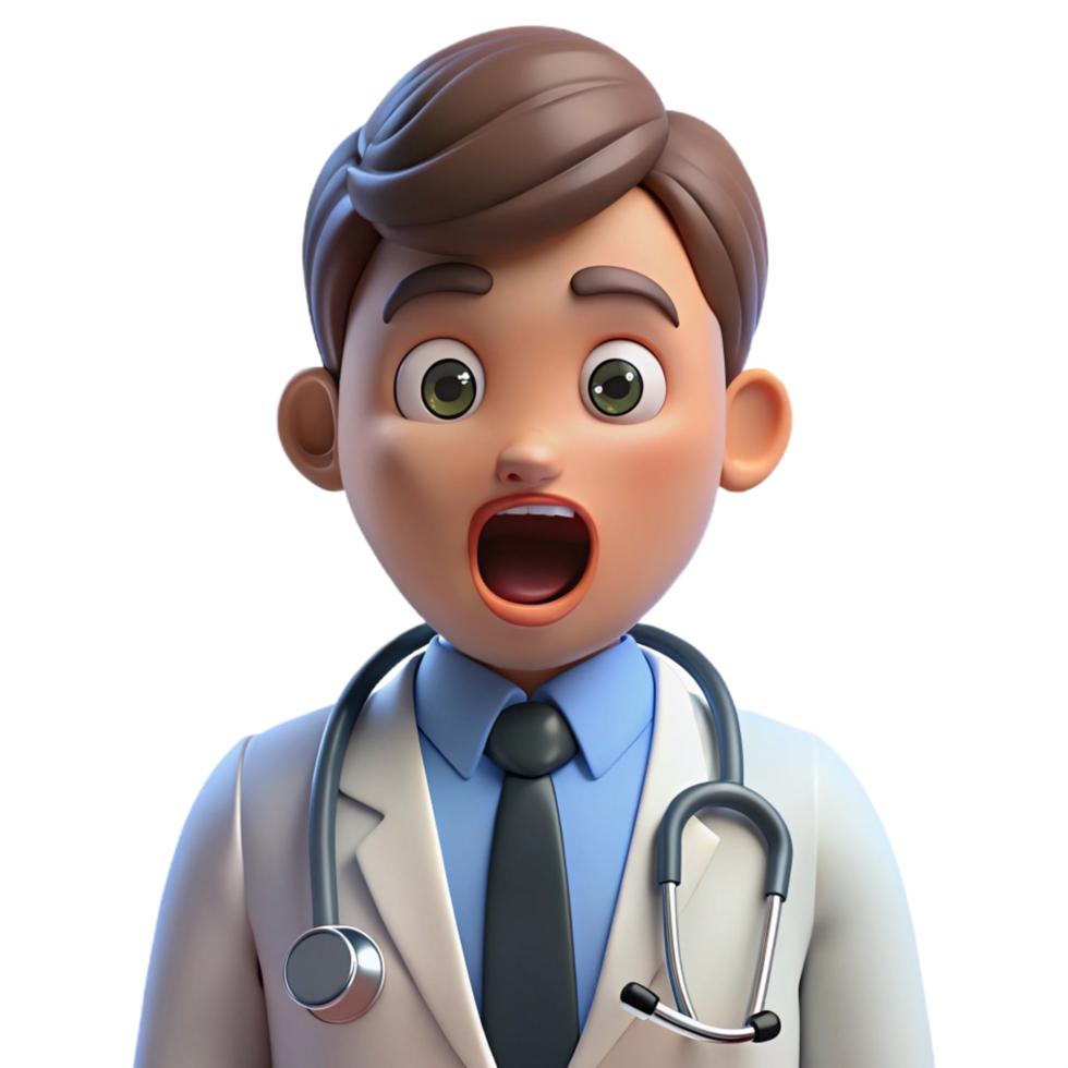 vibrant minimalist Surprised doctor with stethoscope detailed png