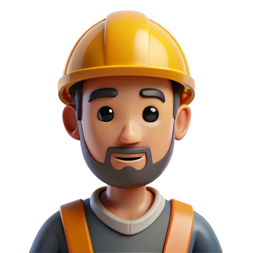 dramatic rustic Focused construction worker with hard hat detailed png