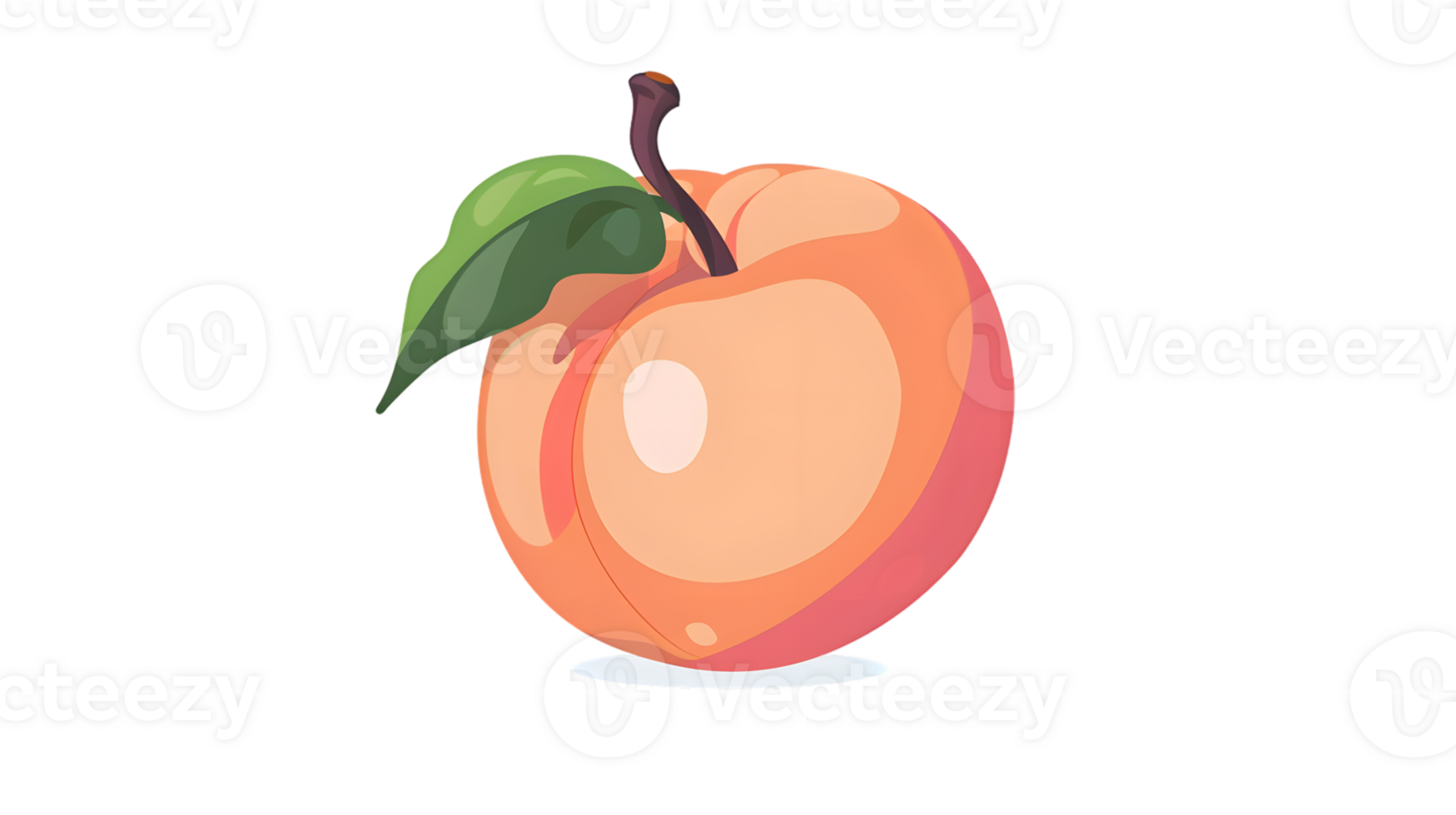Juicy Fruit Illustration A Vibrant and Detailed Depiction of a Halved Peach with Leaf Ideal f png