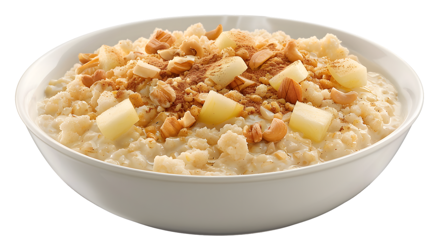 Oatmeal Breakfast Bowl with Fruit and Nuts Healthy Food Photography png