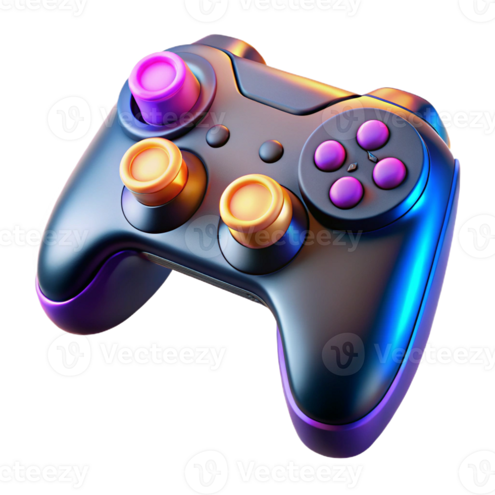 elegant traditional Futuristic gaming controller with glowing buttons and ergonomic design detailed png