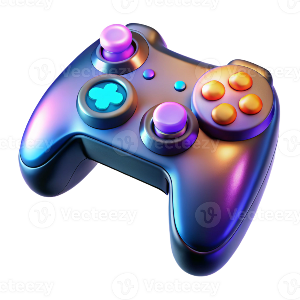 wonderful minimalist Futuristic gaming controller with glowing buttons and ergonomic design professional png