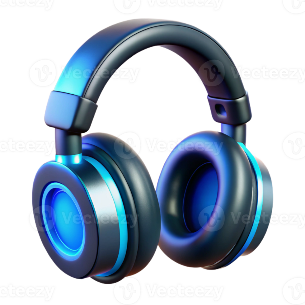magnificent traditional Futuristic headphones with glowing blue accents and noise-cancelling technology high resolution png