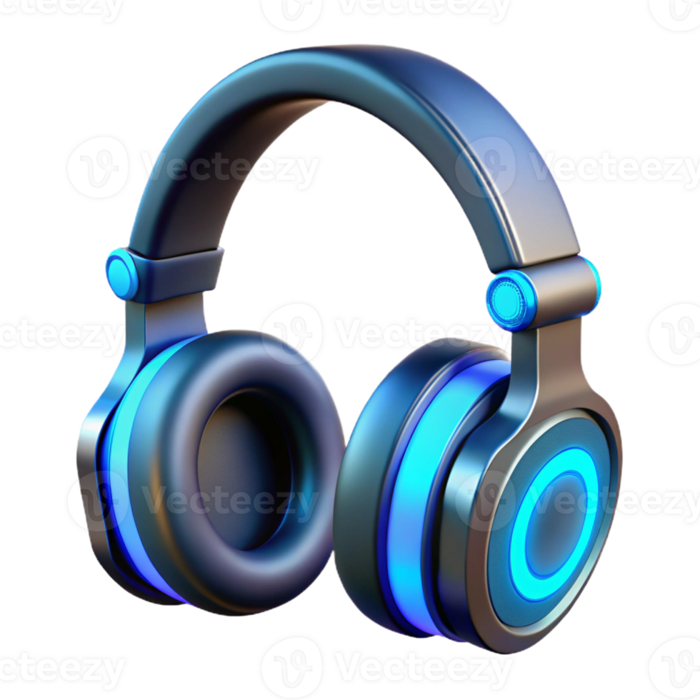 magnificent abstract Futuristic headphones with glowing blue accents and noise-cancelling technology professional png