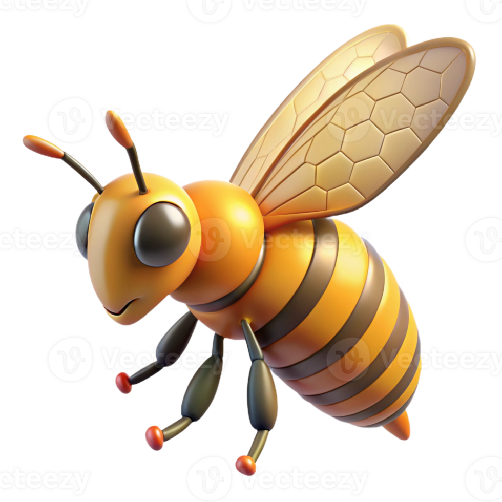 vibrant creative Honeybee in flight high resolution png