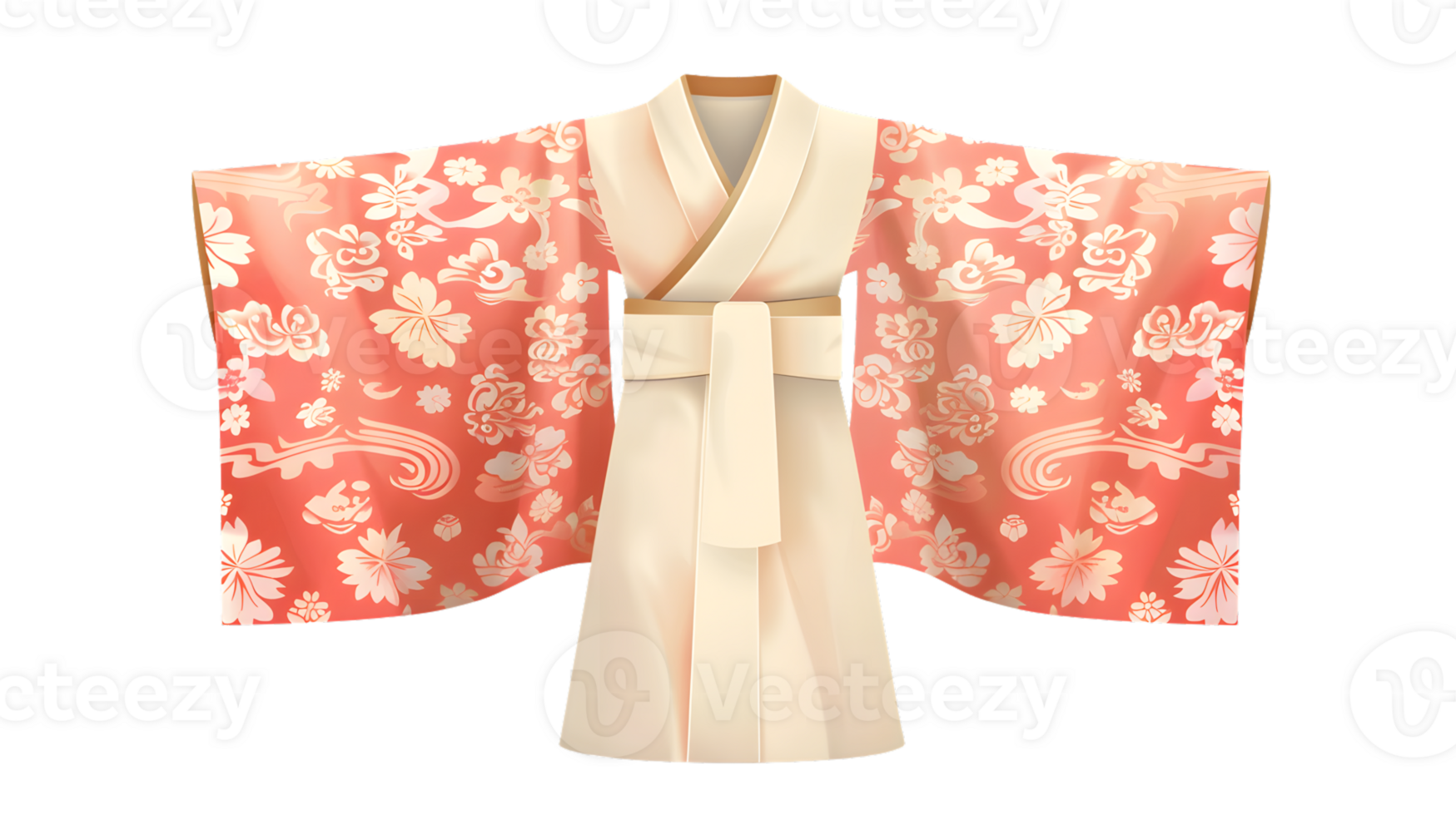 Traditional Kimono with Floral Sleeves Elegant and Timeless Design for Cultural and Fashion Th png