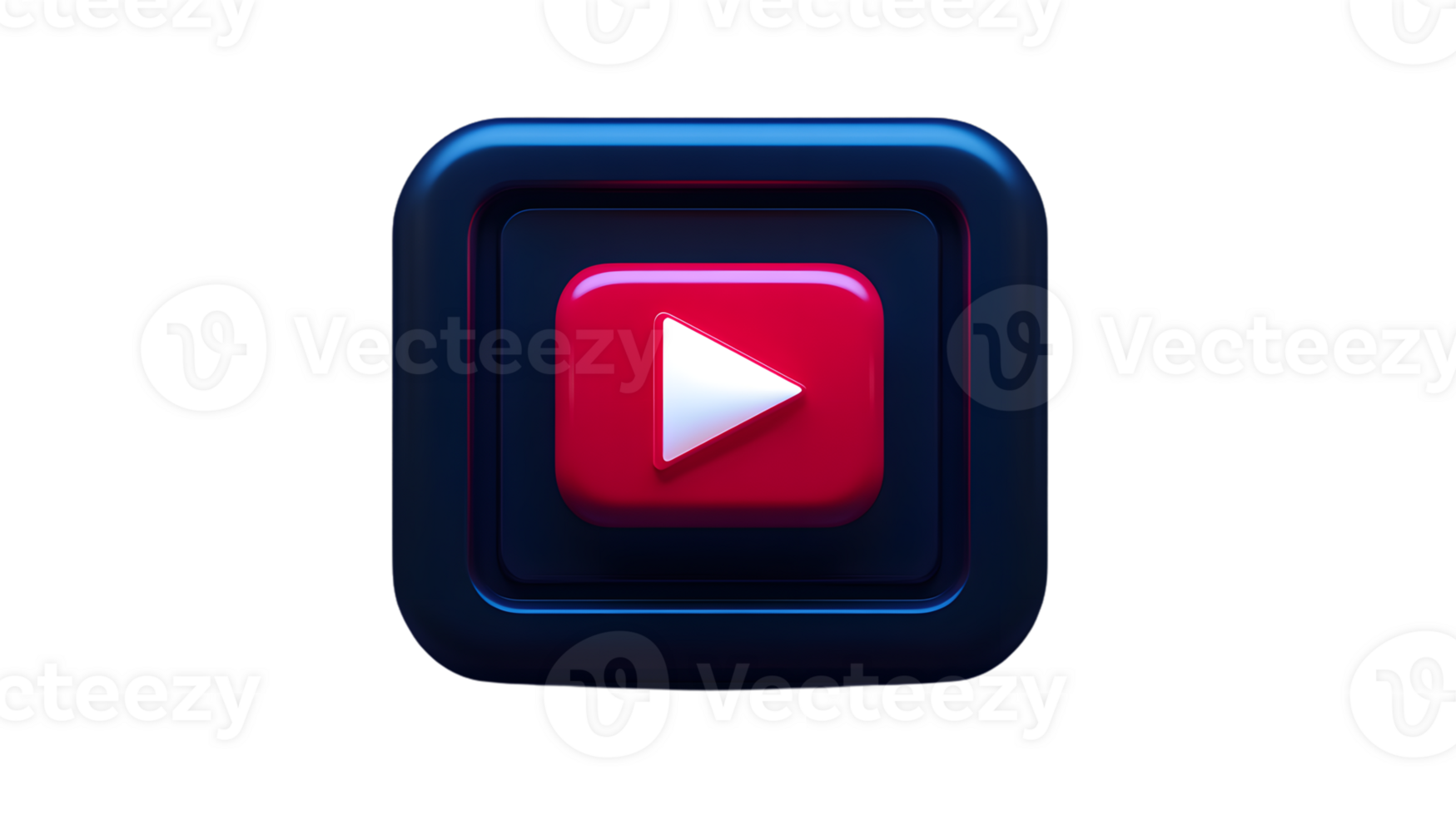 A vibrant play button icon with glowing red and blue elements ideal for media technology and png