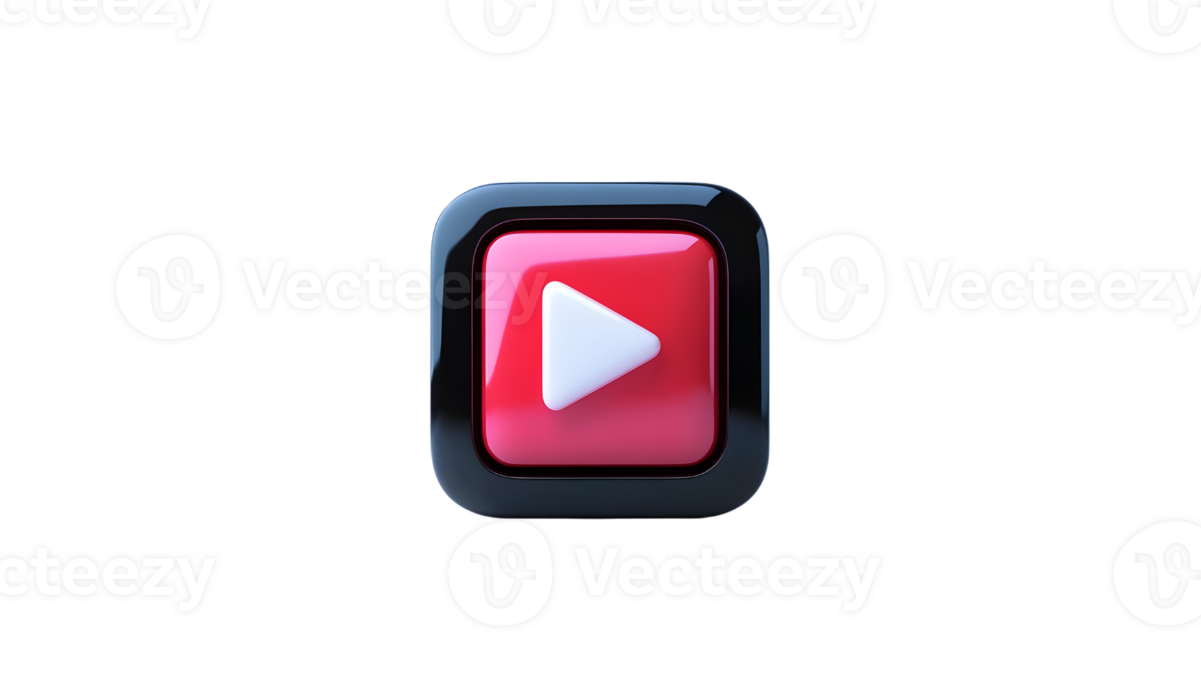 A vibrant red play button icon with a sleek black border ideal for multimedia and digital cont png