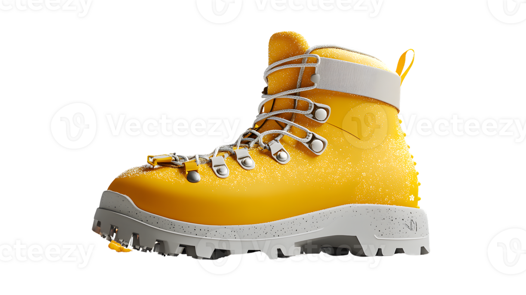 Bright Yellow Hiking Boot with White Sole and Laces Ideal for Outdoor Adventures and Fashion P png