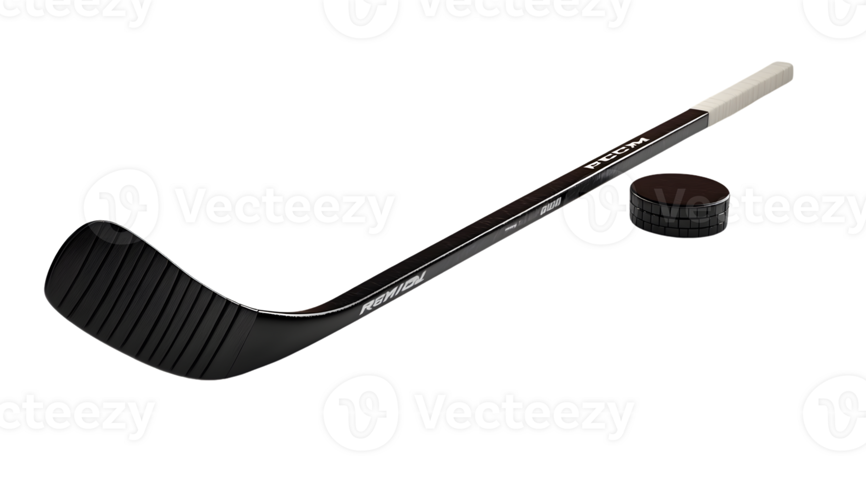 Ice Hockey Stick and Puck on Black Background Sports Equipment for Action Training and Compe png