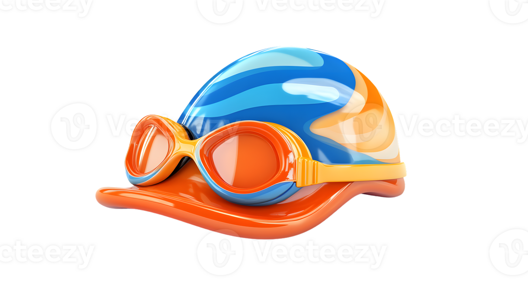 Swimming Gear Set with Goggles Cap and Flipper for Aquatic Activities png