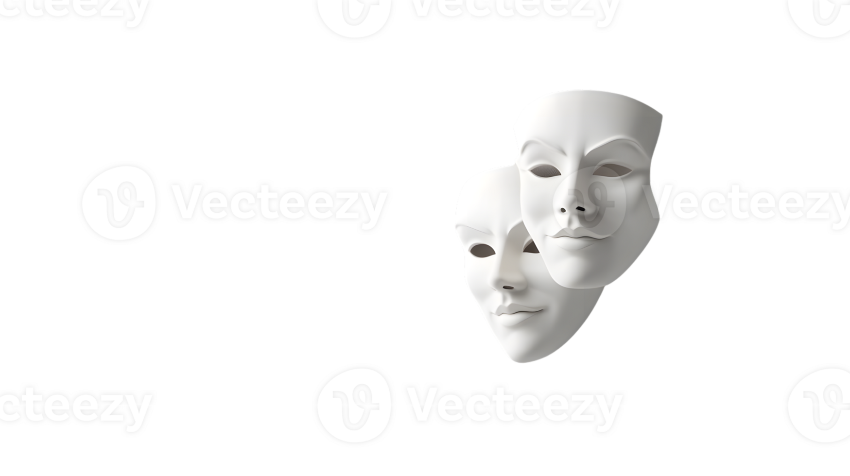 Theatrical Masks White Drama and Comedy Faces for Performance Art png