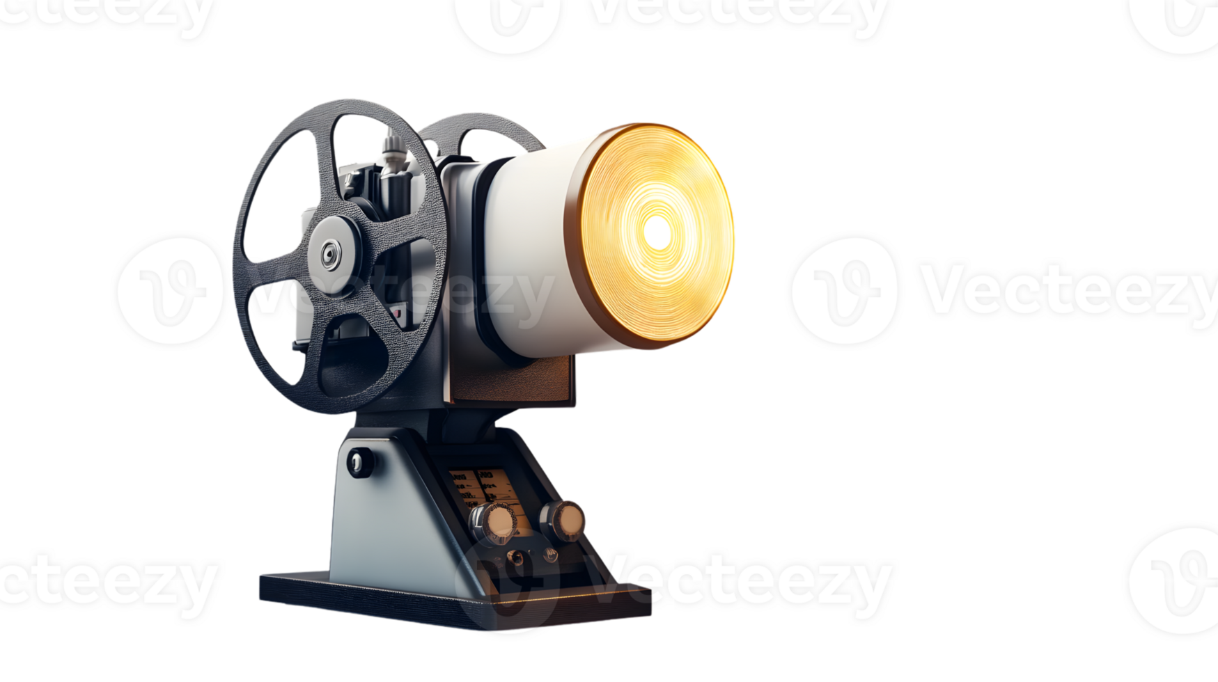Vintage Film Projector with Illuminated Lens Retro Cinema Equipment for Nostalgic Media Displa png