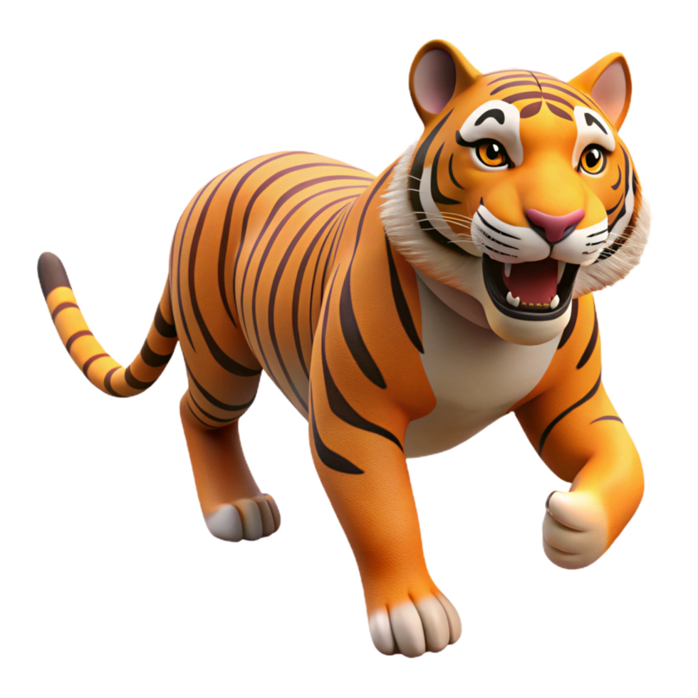 extraordinary creative A pouncing Bengal Tiger, high resolution png